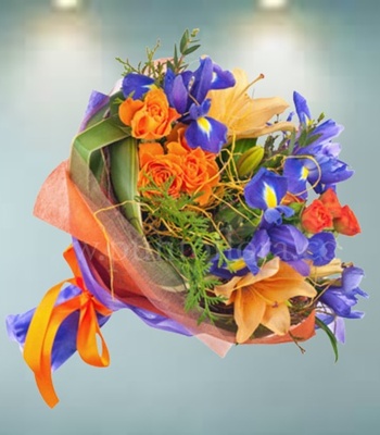 iris Flower Bouquet with Mixed Flowers