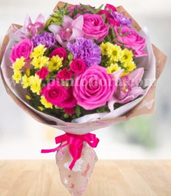 Mix Flower Bouquet with Decorative Greenery