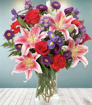 Mix Flower Bouquet - Iris and Roses