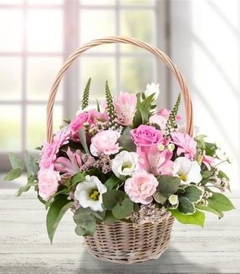Pink And White Flower Basket