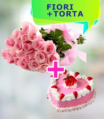 Pink Rose and Cake Gift Combo