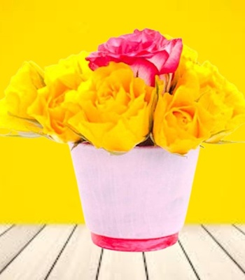 Pink and Yellow Rose Flower Bouquet
