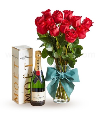 Red Roses and Moet Bottle