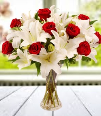 Red Roses And White Lilies