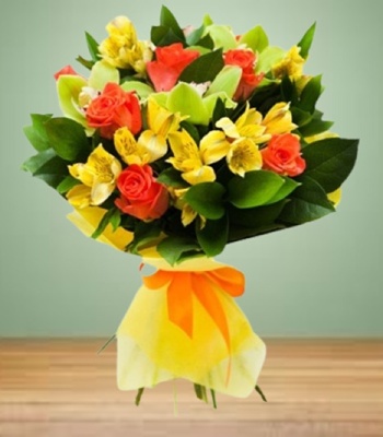 Roses And Alstroemeria Bouquet