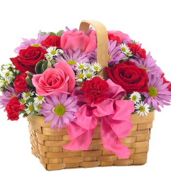 Rose And Daisy Flower Basket