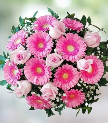 Rose and Gerbera Bouquet with Mix Flowers