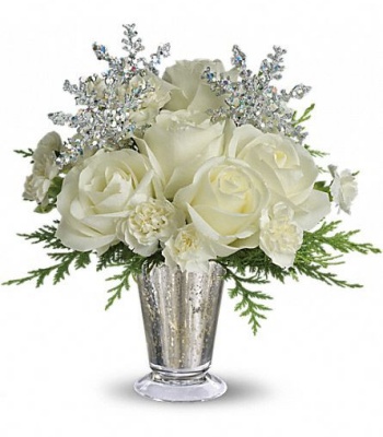 White Christmas Flowers in Vase