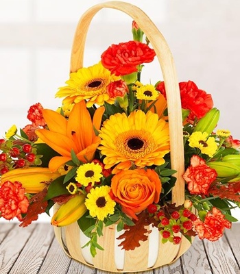 Yellow And Orange Flower Basket