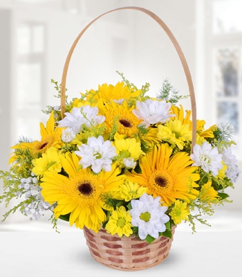 Yellow And White Flower Basket