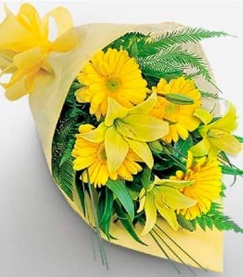 Yellow Lilies  and Gerbera Bouquet