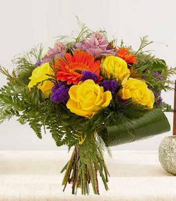 Yellow Orange And Purple Flower Bouquet