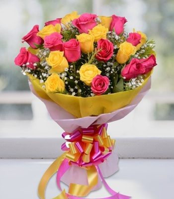 Yellow And Pink Rose Bouquet