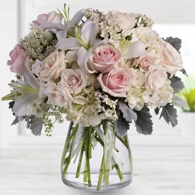 Mix Flower Arrangement in Vase - Premium Bouquet