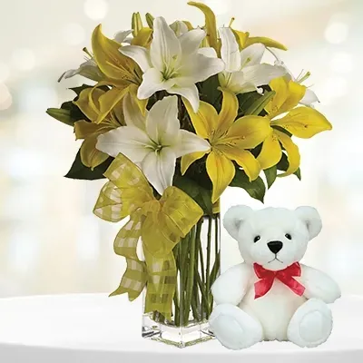 Lily And Teddy Bear Gift Combo