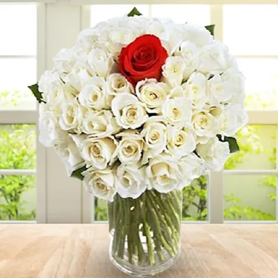 White And Red Rose Arrangement