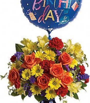 Birthday Flowers and Balloon