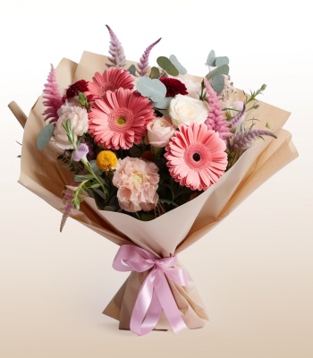 Gerbera And Rose Flower Bouquet