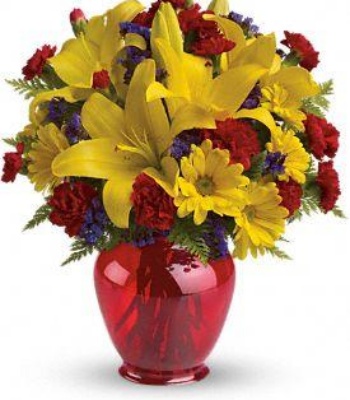 Lilies and Daisies in Vase