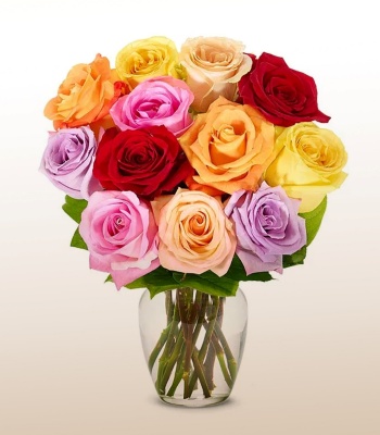 Mix Color Roses In Vase