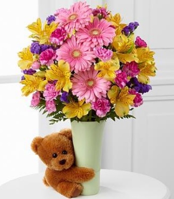 Mix Flowers with Teddy Bear