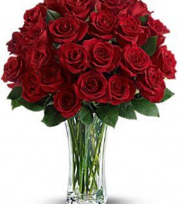 24 Red Roses in Vase