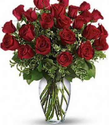 Red Roses in Vase