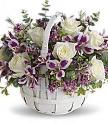 Roses and Alstroemeria Flower Basket