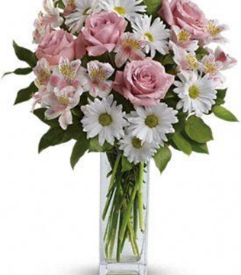 Roses and Daisies in Vase