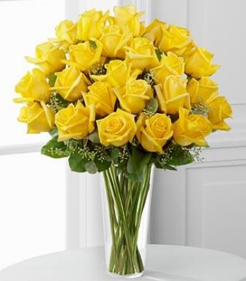 Yellow Roses with Eucalyptus