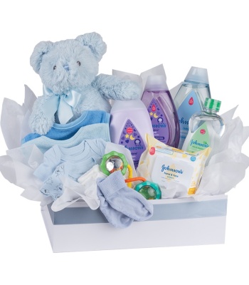 New Born Baby Boy Flower Hamper