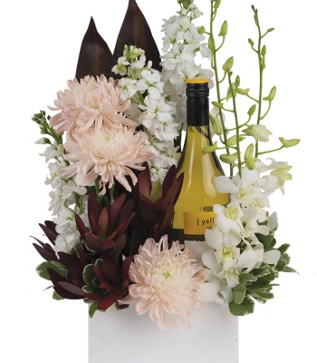 Orchids with Wine Bottle