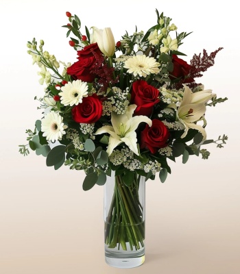 Christmas Flower Arrangement In Vase