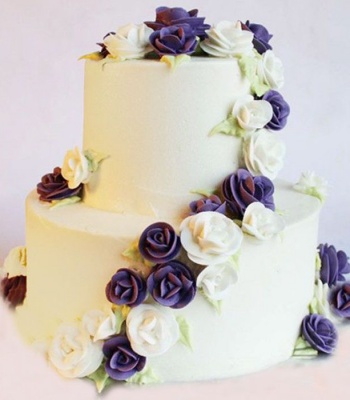 Multi-Layer Cake - White & Purple Roses