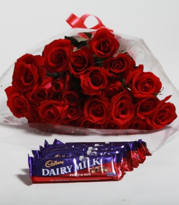 Red Roses with Cadbury Chocolate