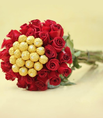 Roses and Ferrero Rocher chocolates