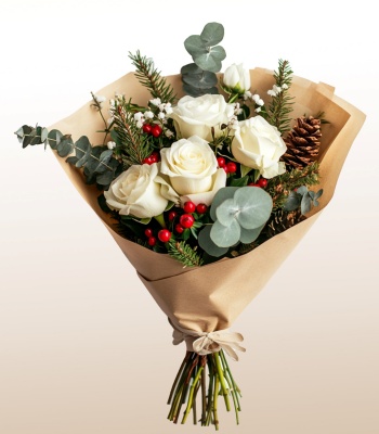 Christmas White Rose Arrangement