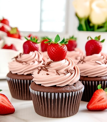 Chocolate Strawberry Cupcakes (Box Of 6)