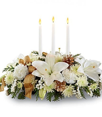 Christmas Centerpiece - White Lilies