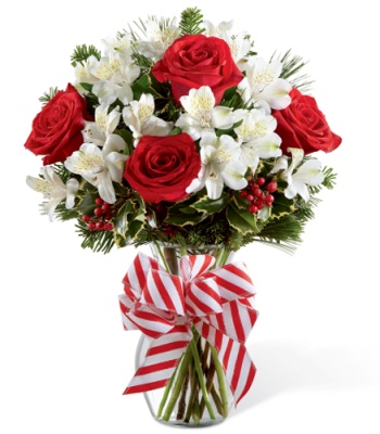 Christmas flower Arrangement - variegated holly