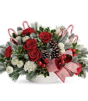 Christmas flower basket with Candy Cane