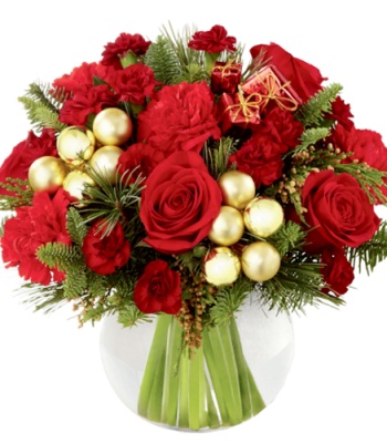 Christmas Mixed Flowers in Vase