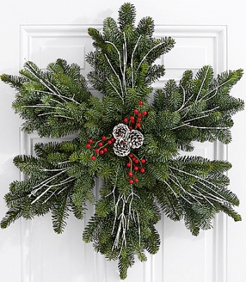 Christmas Wreath -  Artificial Evergreen Snowflake