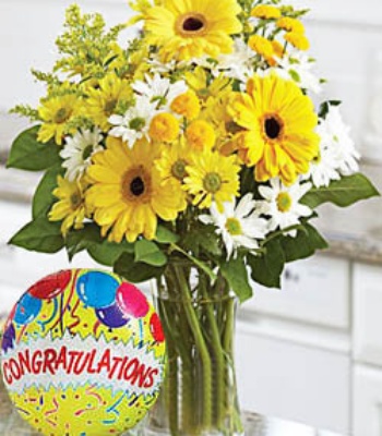 Congratulations Flowers With Balloon