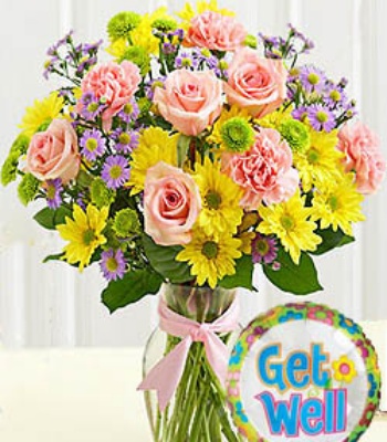 Get Well Soon Flowers With Balloon