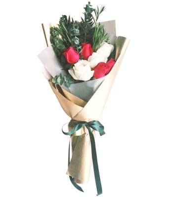 Red and White Rose Bouquet