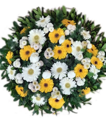 Funeral Wreath - Roses, Gerberas And Daisies