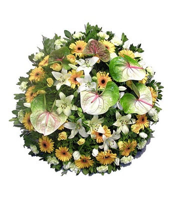 Funeral Wreath With Anthuriums And Roses