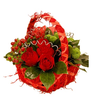 Red And Green Flower Basket