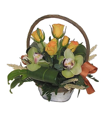 Rose And Orchid Basket